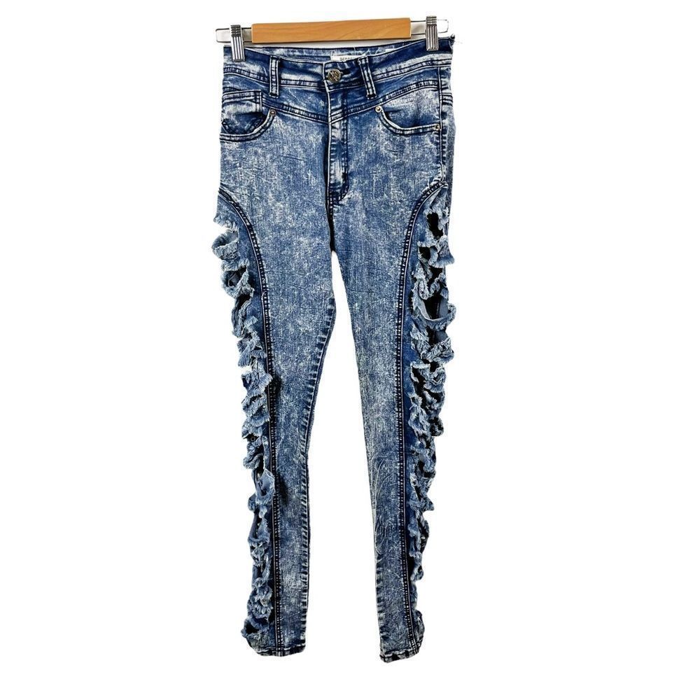 Red fox Cutout White Wash Denim Skinny Jegging Jeans Size 3